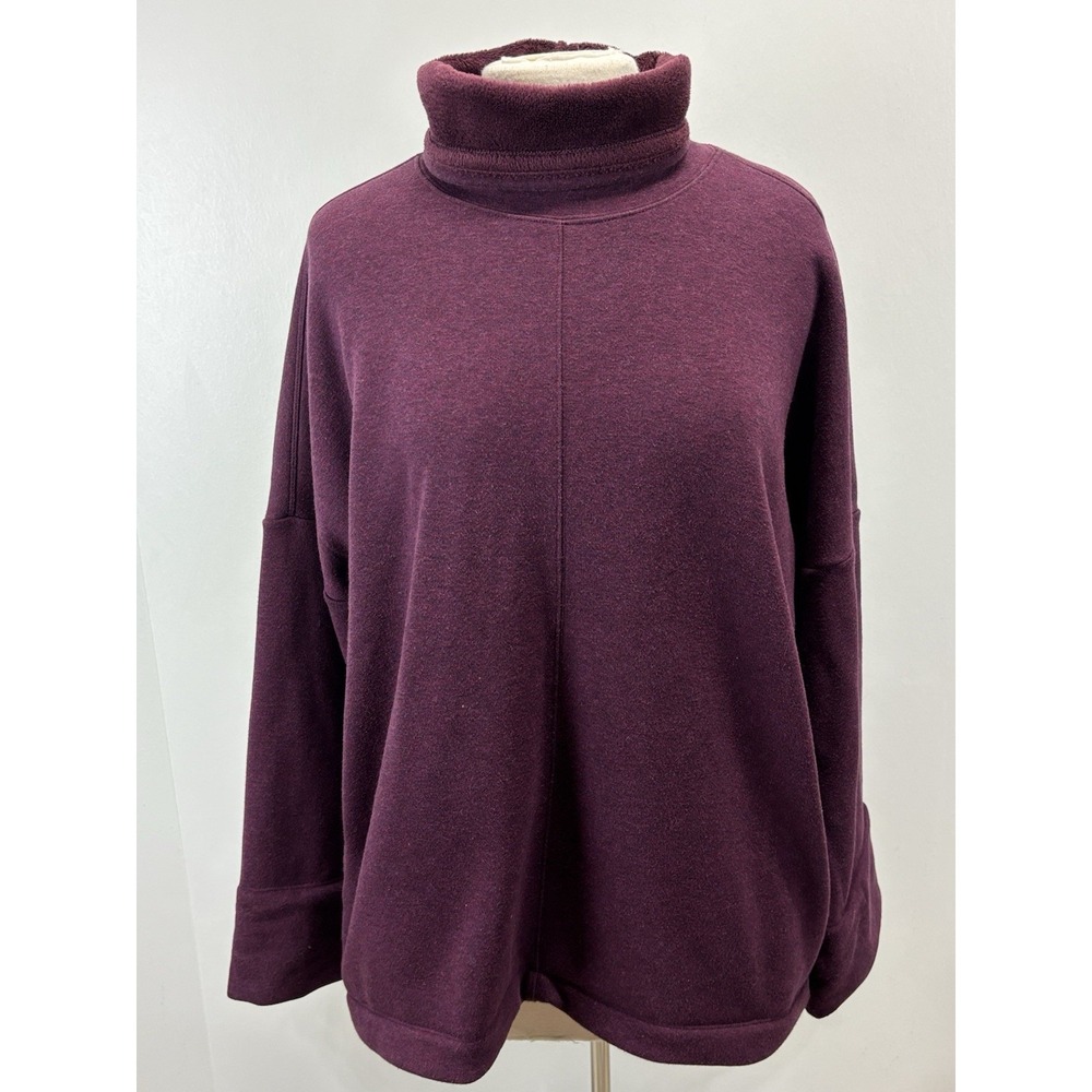 Athleta Women's Cozy Karma Funnel Neck Oversized Sweatshirt Wine Burgundy Size M